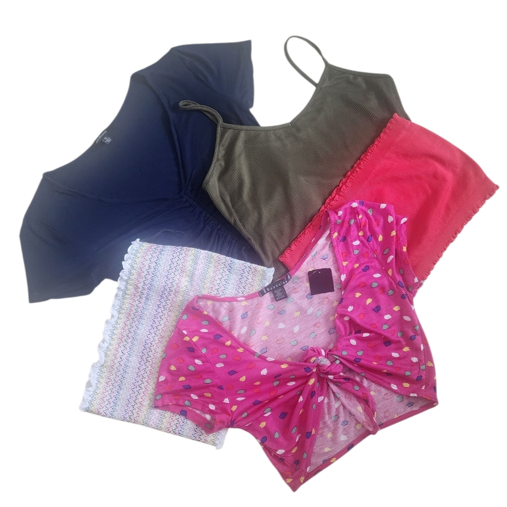 BUNDLE LOT Of 5 Summer Tops Size Medium Cropped Cami Tie Front Tube.